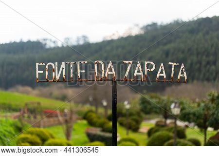 Sign For Water Font In Mountains Town
