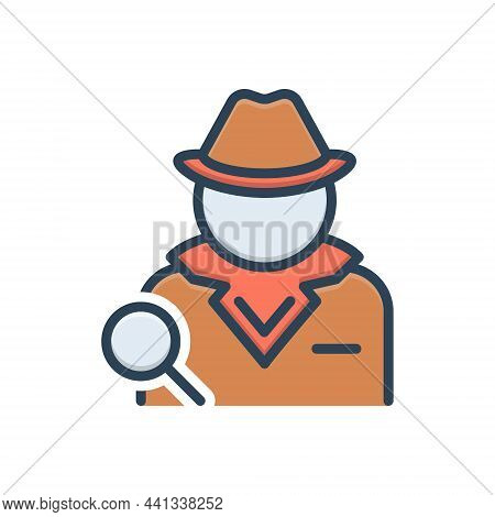 Color Illustration Icon For Detective  Investigator Agent Informer Private-eye Police-officer Prosec