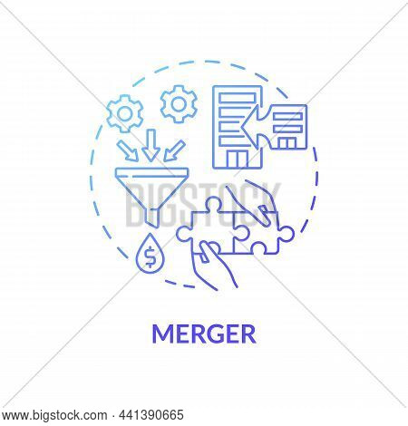 Merger Blue Gradient Concept Icon. External Expansion Abstract Idea Thin Line Illustration. Fusion O