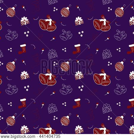 Red  And White Christmas Pattern With Purple Background