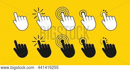 Finger Click Icon Vector. Hand Click Icon. Push Touch Screen. Vector Stock Illustration