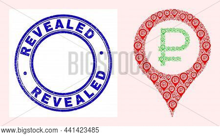 Vector Rouble Map Marker Icon Mosaic Is Made From Repeating Recursive Rouble Map Marker Elements. Re