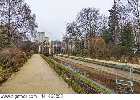 Historic Building Of A Subtropical Greenhouse. Botanical Garden Of Moscow State University, Russia