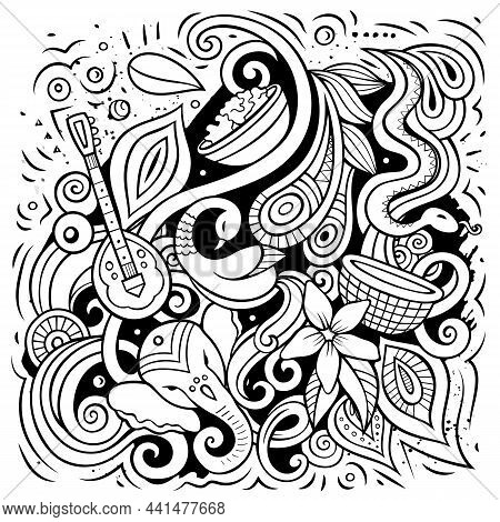 India Cartoon Vector Doodle Illustration