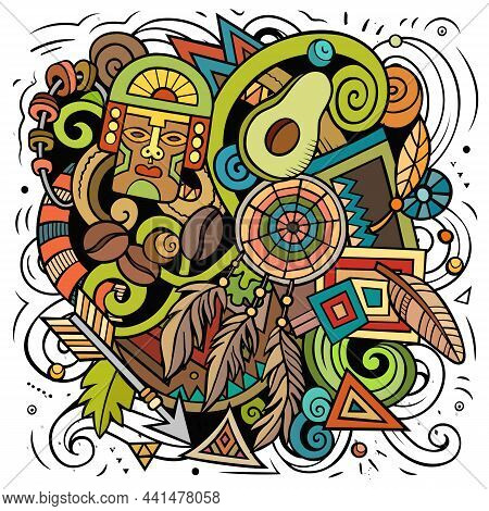 Peru Cartoon Vector Doodle Illustration
