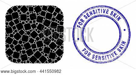 Vector Rounded Square Icon Mosaic Is Organized Of Randomized Recursive Rounded Square Pictograms. Fo