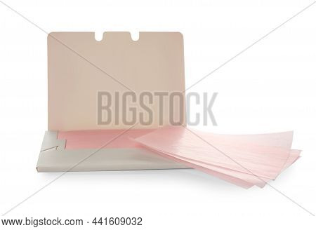 Package With Facial Oil Blotting Tissues On White Background. Mattifying Wipes