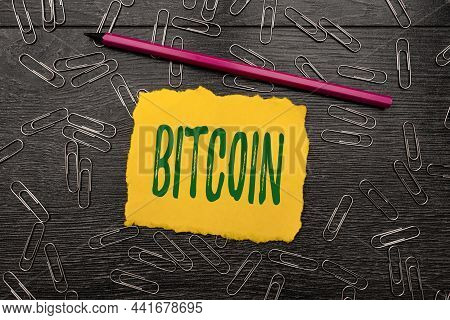 Text Showing Inspiration Bitcoin. Business Approach Cryptocurrency Blockchain Digital Currency Trade