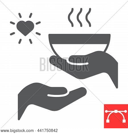 Food Sharing Glyph Icon, Care And Volunteering, Food Share Vector Icon, Vector Graphics, Editable St
