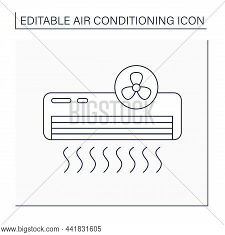 Fan Mode Line Icon.circulating Air Within Room. Energy Saver. Air Conditioning Concept. Isolated Vec