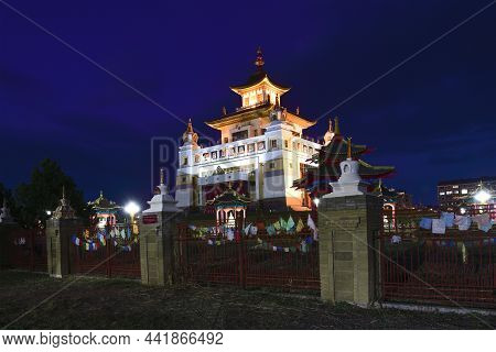 Elista, Russia - September 20, 2021: View Of The Buddhist Temple 