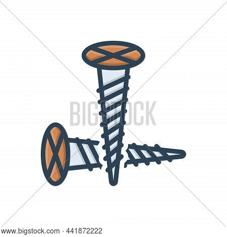 Color Illustration Icon For Screw Bolt Adjustable Fixing Rivet Screwhead Nail