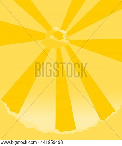 Rays Of The Dazzling Daytime Sun. Vector, Illustration.