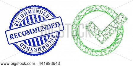 Vector Net Mesh Validation Frame, And Recommended Blue Round Scratched Stamp Seal. Crossed Frame Net