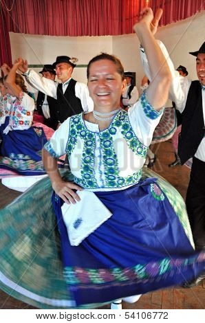 Folklore Dancers in Slovak clothes dancing