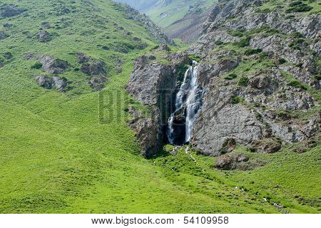 Waterfall in Kegety ravine, Kyrgyzstan
