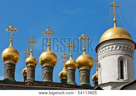 Cupolas of the Terem Palace Church Moscow Kremlin Russia