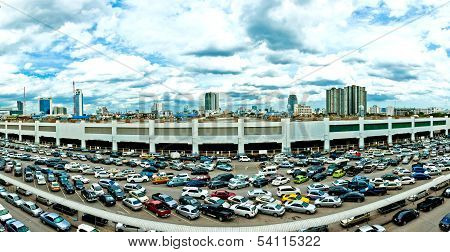 parking lot and Bangkok Skyline