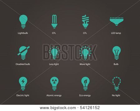 Light bulb and CFL lamp icons.