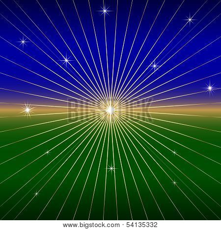 Vector Dark Background with star and rays