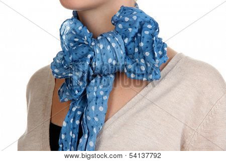Woman wearing scarf close up