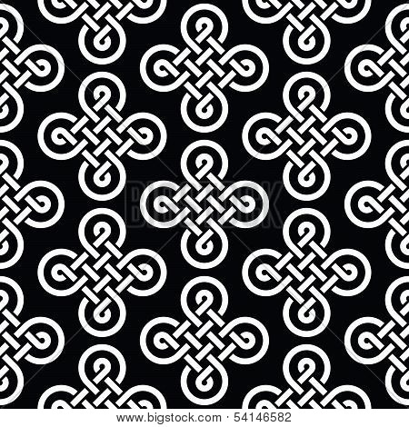 Celtic irish knots seamless pattern, vector background