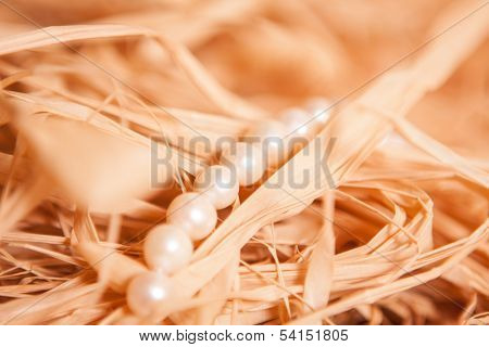 Background With Pearl And Strow In Gold Color