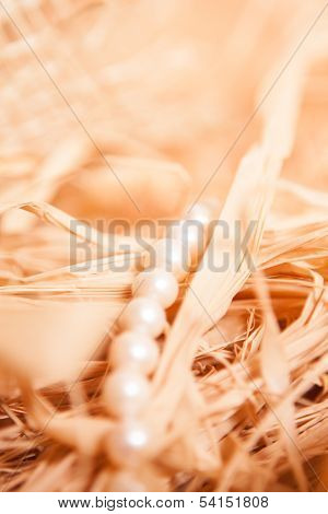 Background With Pearl And Strow In Gold Color