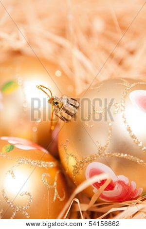 Background With Boll And Strow In Gold
