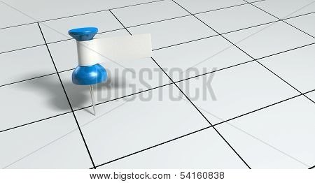 Thumbtack With Blank Label On Generic Calendar