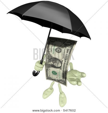 Geld mit Regenschirm