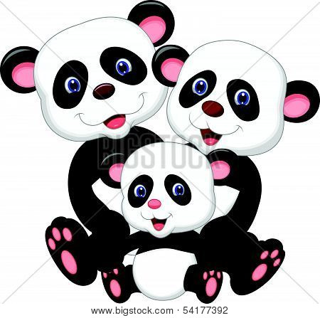 Panda bear family cartoon
