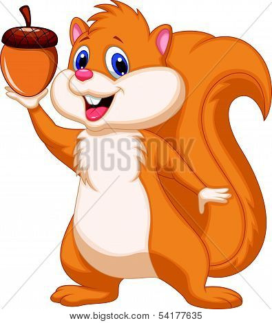 Squirrel cartoon with nut