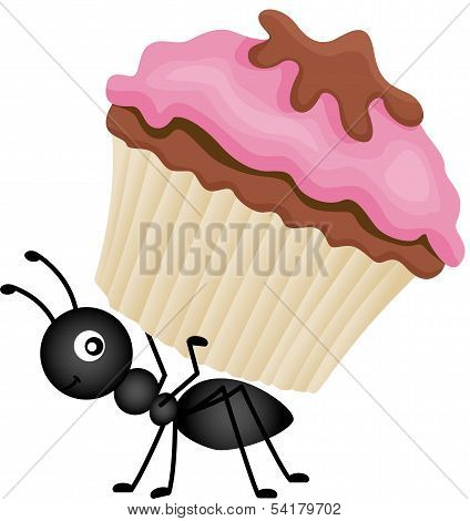 Ant Carrying Cupcake