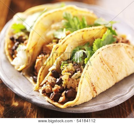 Tacos - in mexican yellow corn tortilla with chicken