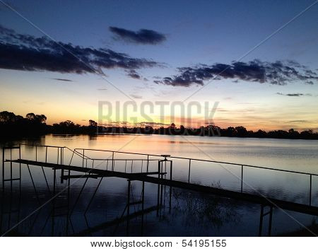Sunset on a Cotton Farm Weir