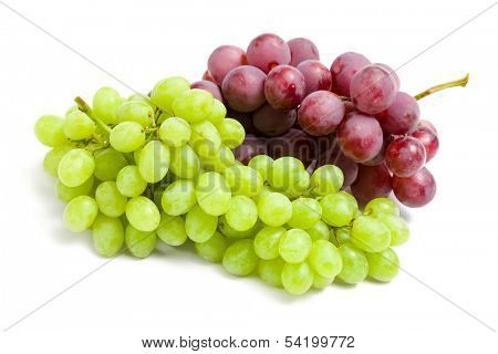 Close up of two bunches of grape, isolated. Concept of healthy eating and dieting lifestyle