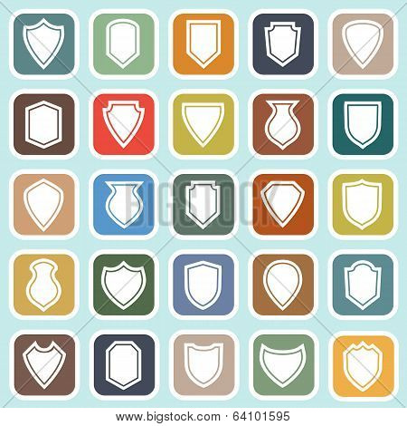 Shield Flat Icons On Blue Background