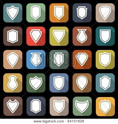 Shield Flat Icons With Long Shadow
