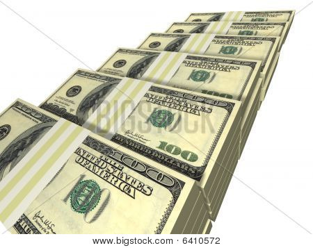 Dollar stakke arrangeret som en trappe, isoleret