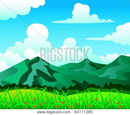 Summer Landscape, Beautiful Mountain With Great Sky