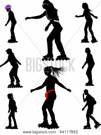 Rollerskating Silhouette Vector