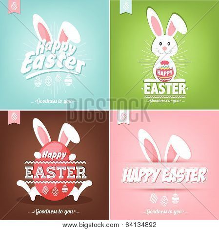 Happy Easter Typographical Background With Bunny