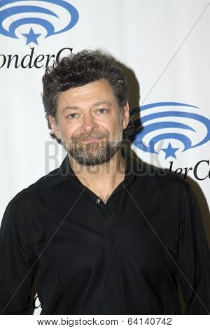 APRIL 19-ANAHEIM, CA: Andy Serkis arrives at the 2014 Annual Wondercon press room for 