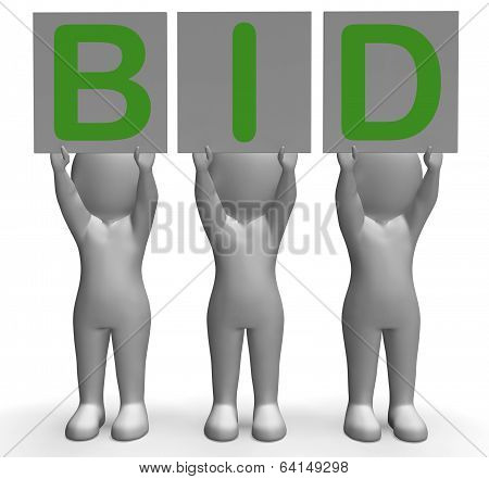 Bid Banners Shows Auction Bidder And Auctioning