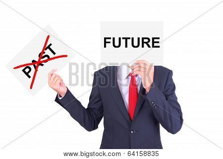 Businessman Swap Paper Showing Contrast Idea