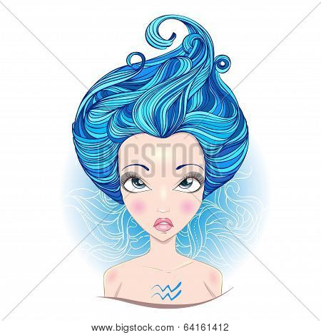 Vector illustration of  Aquarius zodiac sign.