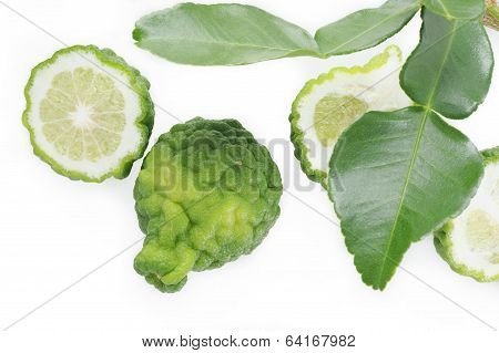 Kaffir Lime On White Background