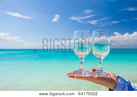Two clean glasses on background