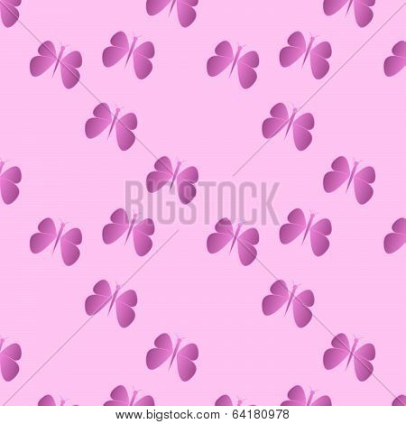 Pink Fabric In Butterflies
